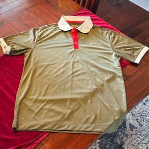 Nike Men's Green and Red Polo Shirt